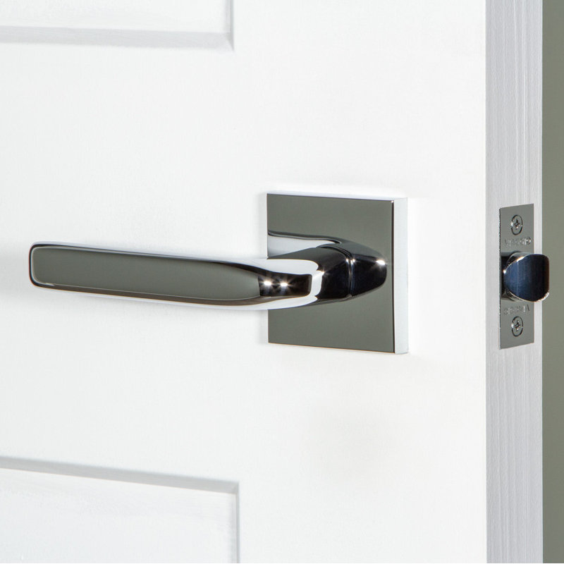 Viaggio Circolo Rosette Double Dummy, Bright Chrome, Square, Modern Industrial Lever Handle