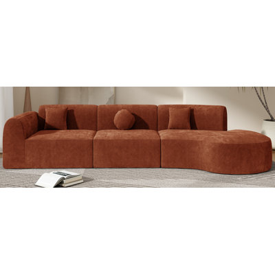 Canapé modulaire incurvé moderne de 140 po avec éponge et méridienne haute densité entièrement compressés, ensemble de 3 pièces, entièrement assemblé faisant face à la droite, parfait pour le salon