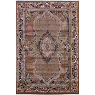 Tapis unique en acrylique noué à la main brun de 8 pi 4 po x 11 pi 7 po Oretta