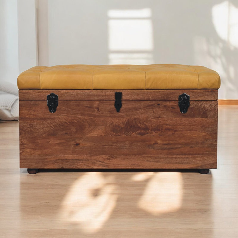 Buffalo Hide Caramel Storage Trunk, Tan
