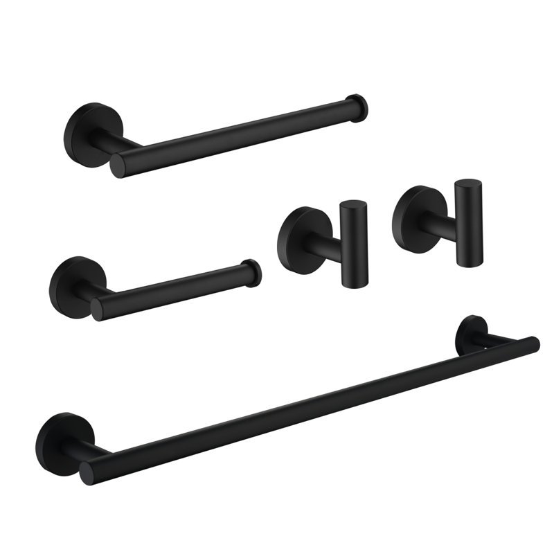 Ensemble de quincaillerie de salle de bain 5 pièces, Noir