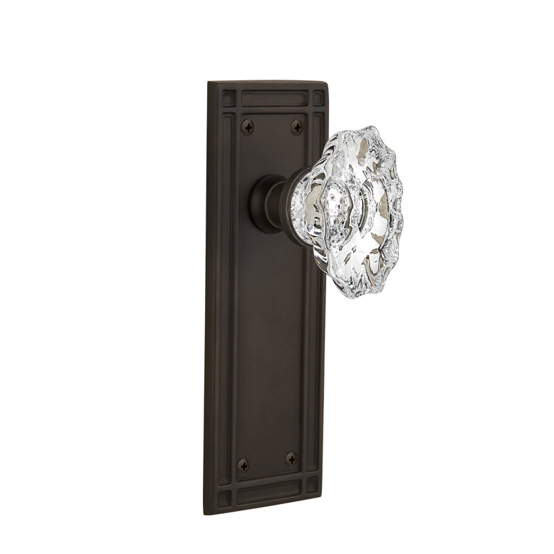 Plaque de mission avec bouton de porte Chateau, Bronze frotté à l'huile, 2 3/8 po
