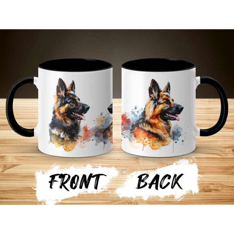 11oz Watercolour German Shepherd Design Coffee Mug, 3
