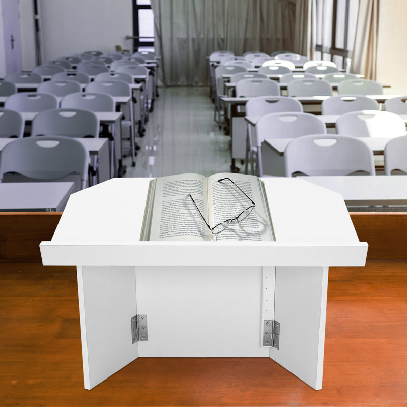 Lutrin de table pliable en bois 19,25 po, Blanc