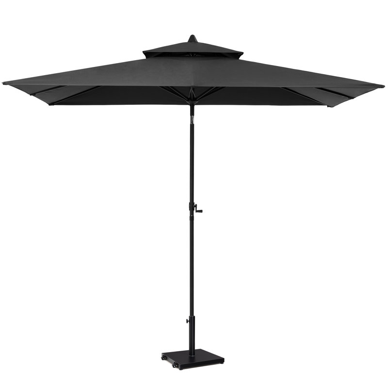 Parasol de marché rectangulaire de 116 po x 76 po avec base, Noir