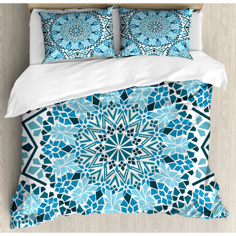 Eclectic Polyester Geometric Shapes Duvet Cover, King Duvet Cover + 2 Pillow Sham