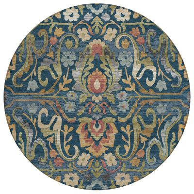 Machine Washable Indoor/Outdoor Husby ACN2193 Floral Rug