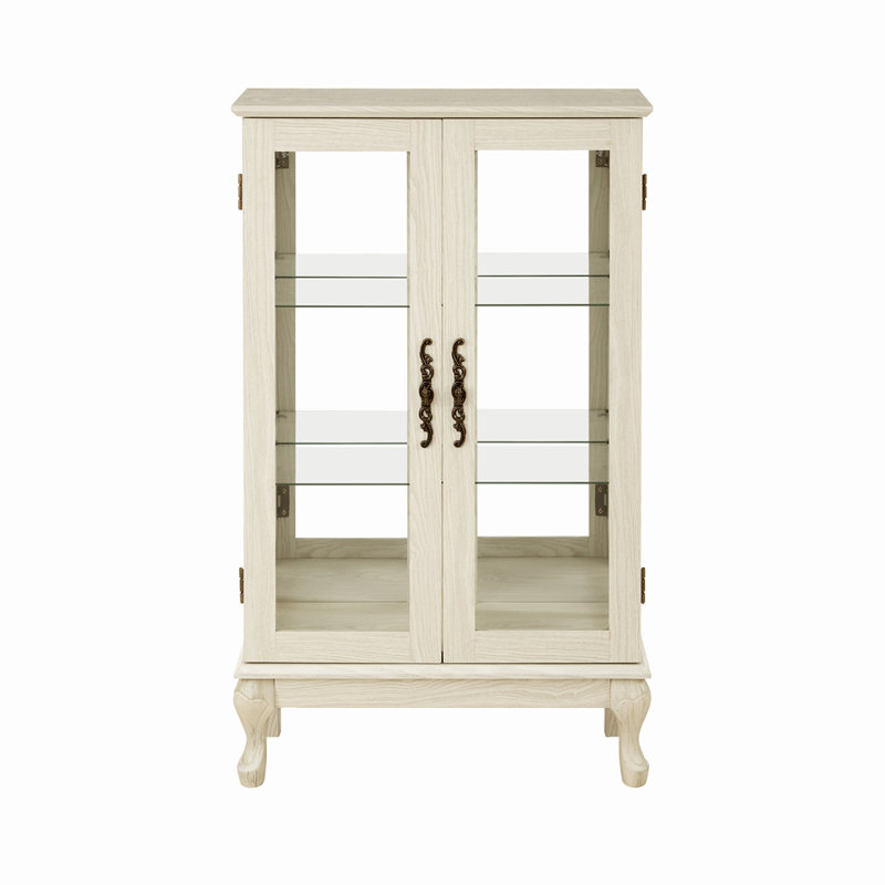 Oak 2 Doors Curio Cabinet with Same Features As Above, White