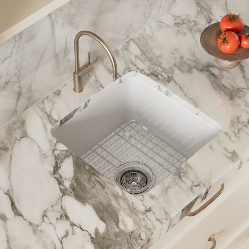Évier de cuisine encastré blanc Los Flexi, Bol rectangulaire simple, Ensemble standard, L 18 po x l 18 po x H 9 po