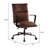 Vintage Office Chair In Chocolate Top Grain Leather, 360 Degree Swivel Seat, Adjustable Height By Lift, Padded Back And Horizontal High , Metal Armrest, 5 - Star Base Leather Arm Chair, Swivel,