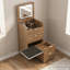 Meuble-lavabo 3 en 1 avec tabouret roulant, 3 tiroirs et charge, meuble-lavabo compact avec miroir rabattable et lumières