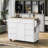 Kitchen Cart with Rubber Wood Countertop | 8 Handle-Free Drawers, Flatware Organizer | Snow White | MDF-2013068703