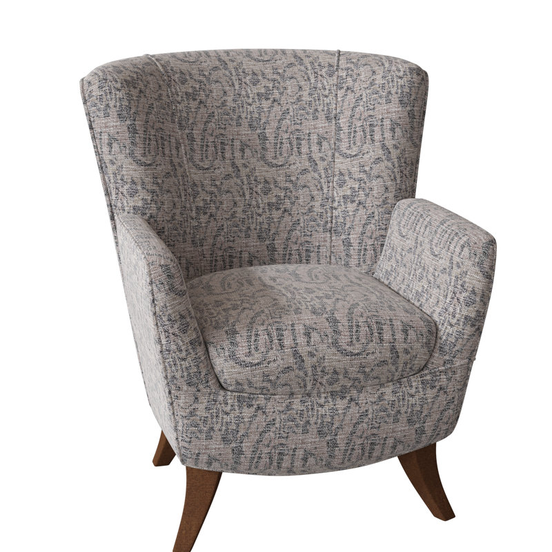 Fauteuil capitonné de 29,25 po de largeur Bethany, Tissu performance gris marbré, Bouleau couleur miel