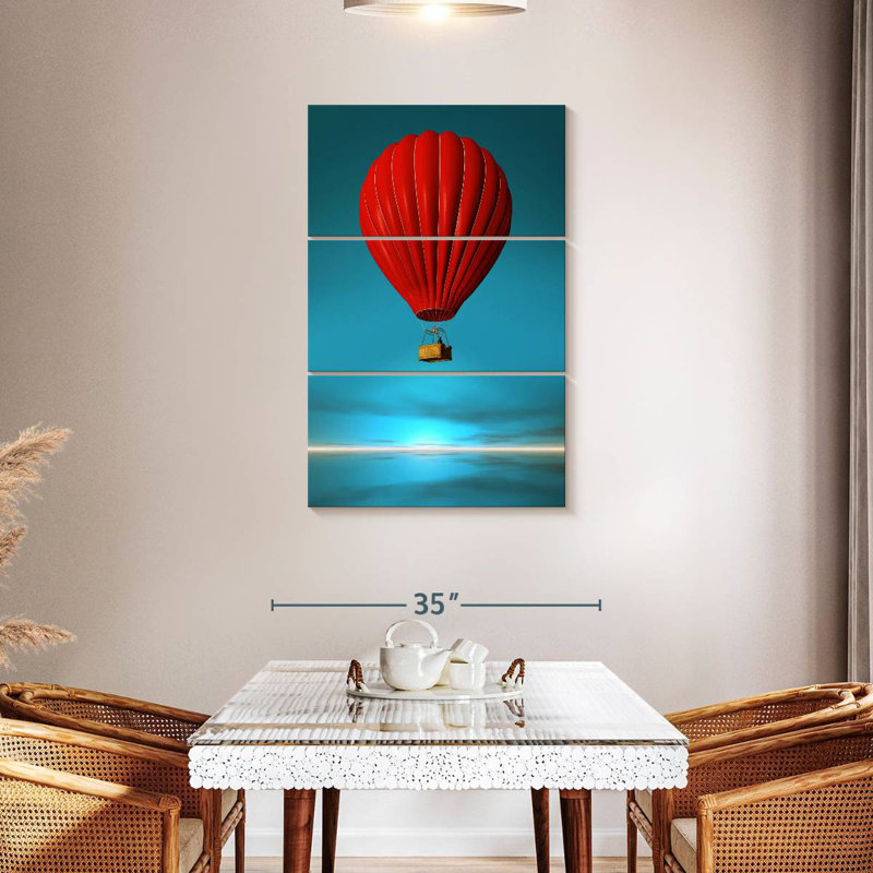Montgolfière rouge, H 45 po x l 28 po