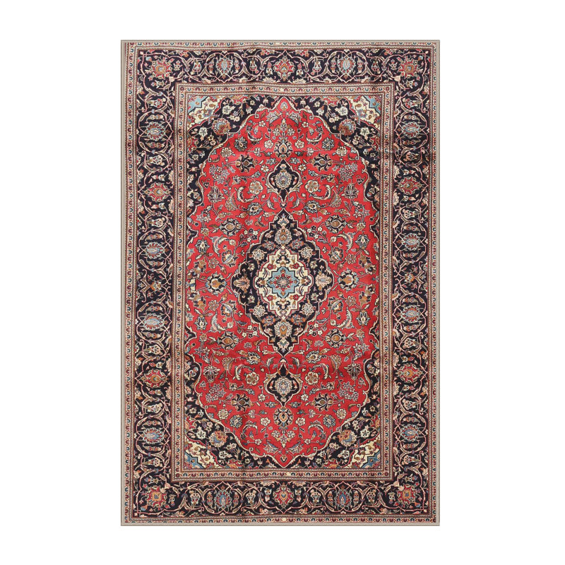 Tapis traditionnel rouge / noir Varda, Rectangle 3 pi x 5 pi