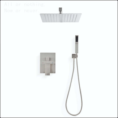 Système de douche de pluie au plafond de 10 pouces avec nickel brossé à main