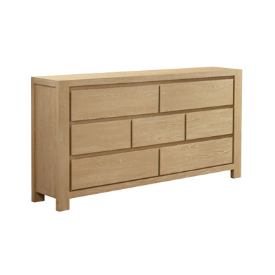 Light Oak Multi-Sized 7-Drawer Dresser With Modern Panel Front