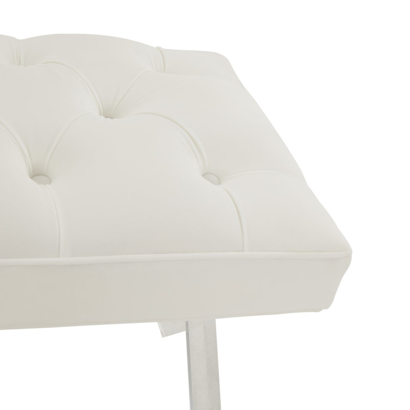 Bree Velvet Upholstered Bench, White
