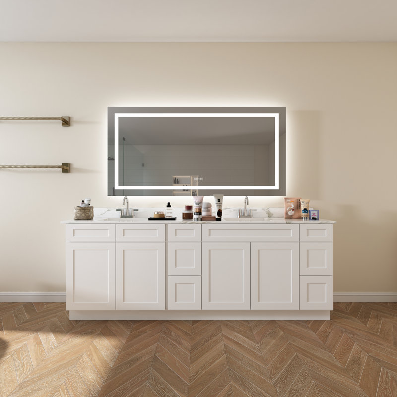 Frameless LED Light Anti-Fog Wall Bathroom Vanity Mirror with Backlit & Frontlit, 30" x 60"