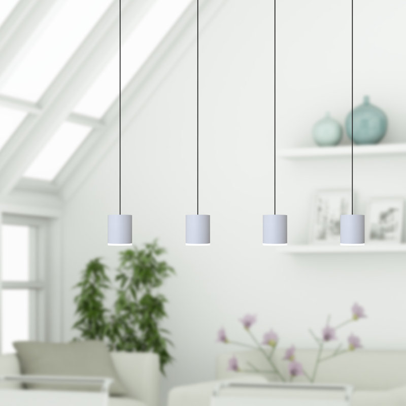 Luminaire suspendu linéaire à 4 lumières pour îlot de cuisine Andromedae, Blanc