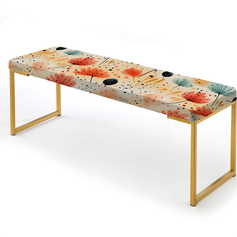 Banc rembourré géométrique doré, Sunset Ladybug Flowers