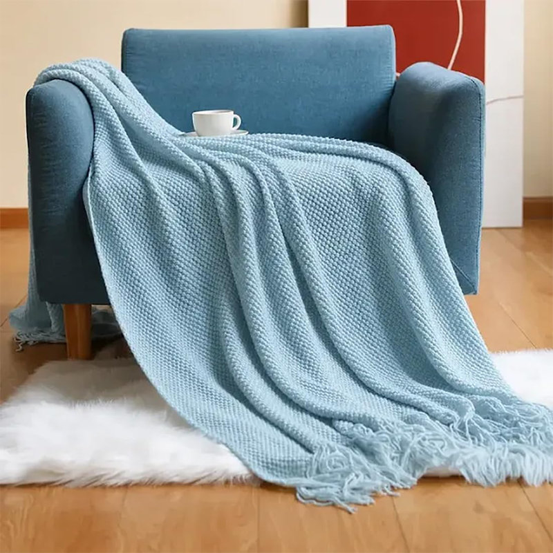 Aqua Knit Cozy Throw Blanket, Aqua