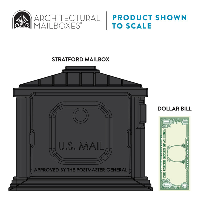 Stratford Black Plastic Mailbox and Post Combo