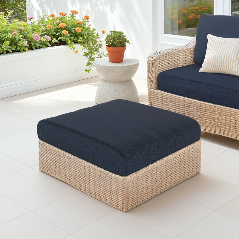 Lotta Lotta Sunbrella® Outdoor Ottoman Cushion, Sunbrella® Canvas Navy, 4" H x 22" W x 20" D