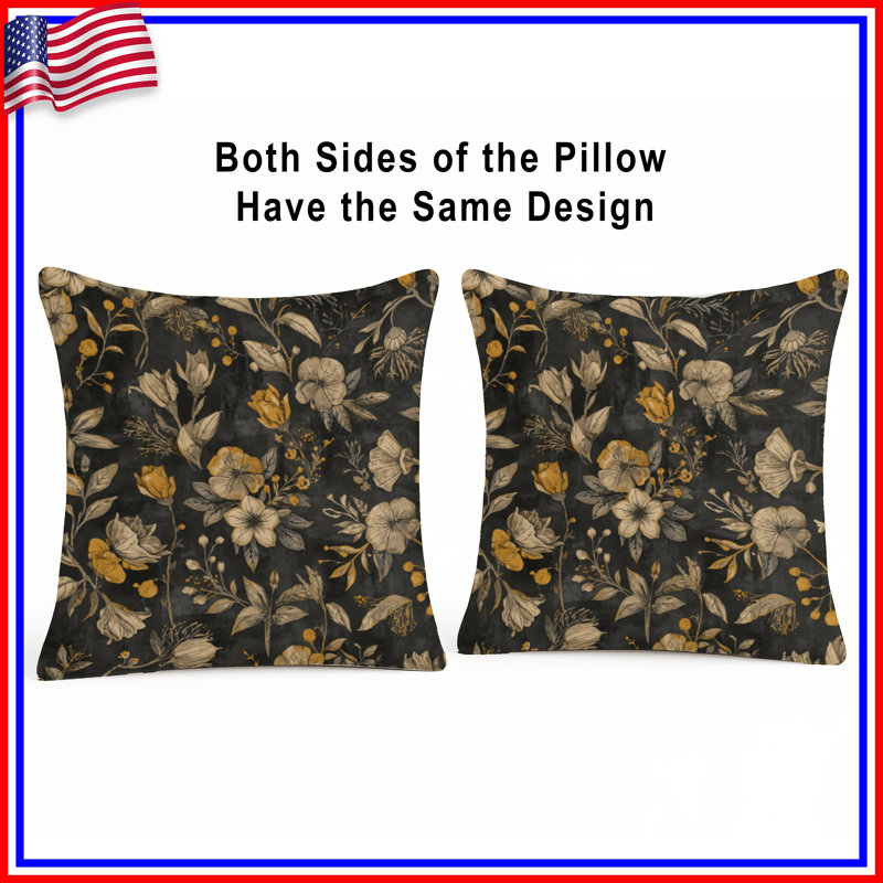 Coussins décoratifs à motif floral rétro, 26 x 26 pouces