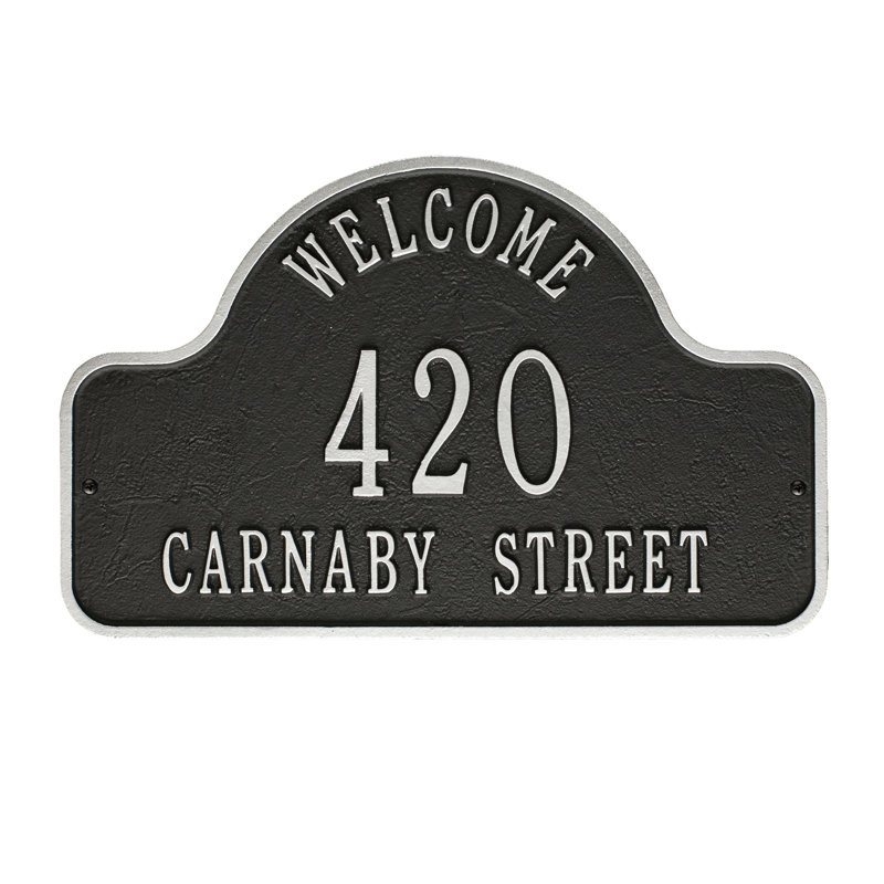 Plaque d'adresse murale Lexy Welcome 2 Line, Noir / argent, Oui