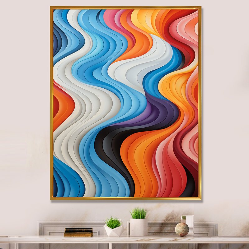 " Opt Art Chromatic Elixir VI ", Gold Floater Frame, 32" H x 24" W x 1" D