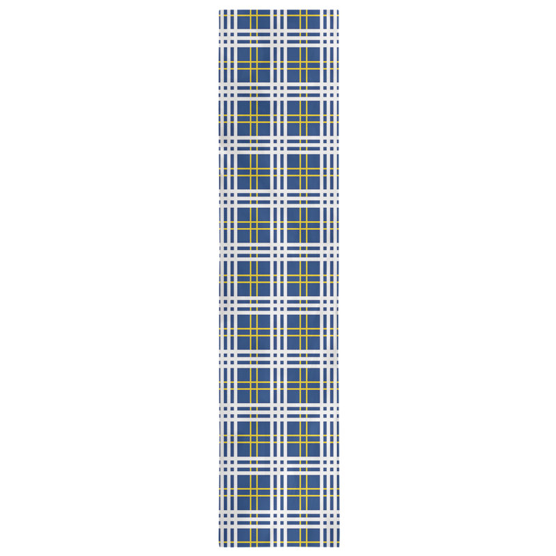 Chemin de table en polyester payant, L 72 po x l 16 po, Bleu royal / or / blanc