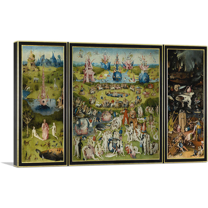 " The Garden Of Earthly Delights 1515 " by Hieronymus Bosch Painting Print, 12" H x 18" W x 0.75" D