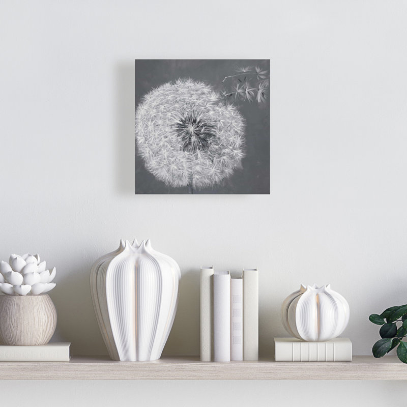 Toile florale blanche pissenlit soufflant pour la décoration intérieure