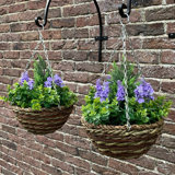 23cm Faux Flowering Topiary in Basket