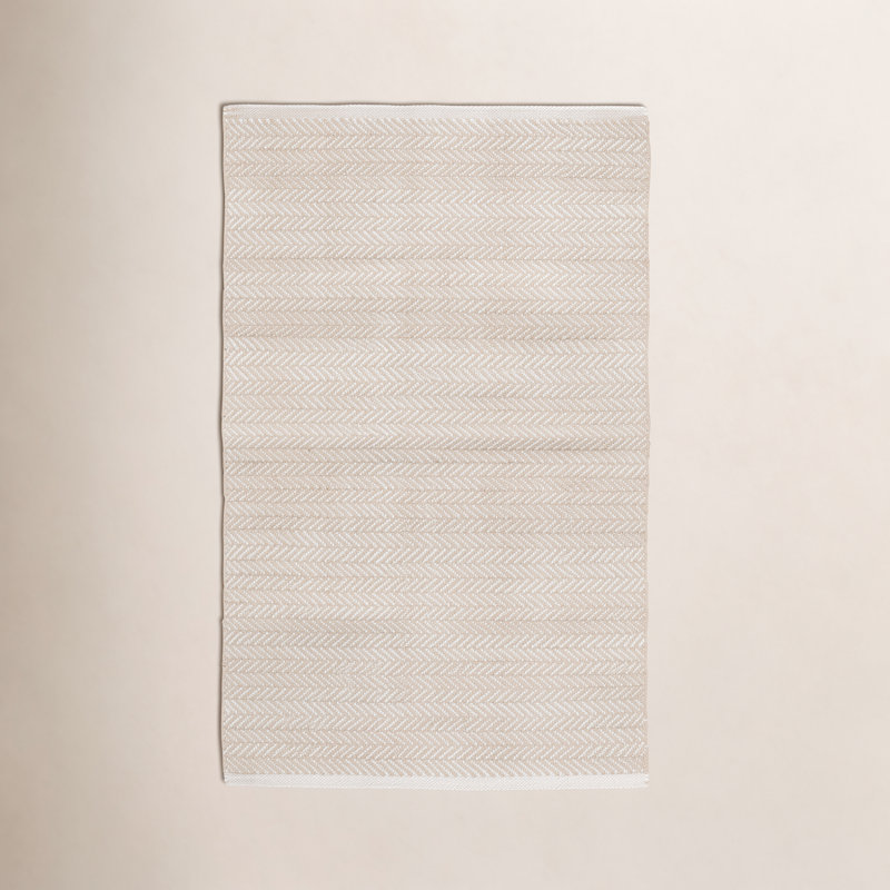 Herringbone Linen/White Handwoven Indoor/Outdoor Rug, Rectangle 8'6" x 11'6"