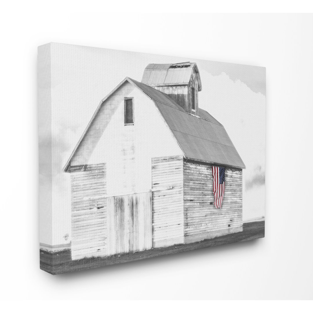 " Rustic US Barn Flag Black And White " by Milli Villa Gracie Oaks 