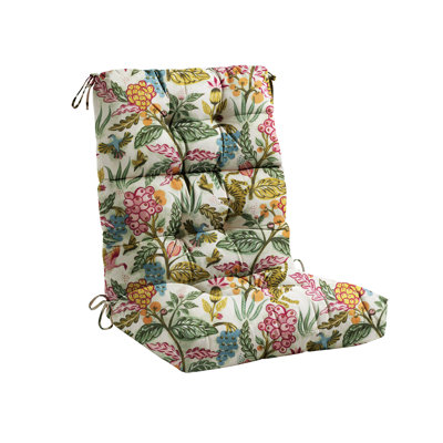 Outdoor High Back Chair Cushions, 44" X 21" X 4" Tufted Adirondack Chair Cushions, Water Resistant Patterned Patio Furniture Cushions With Multiple Color For Garden Rocking Chair,Floral
