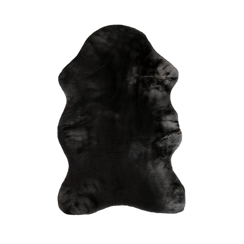 Tapis noir en peau de mouton Amel, Nouveauté 6 pi x 7 pi