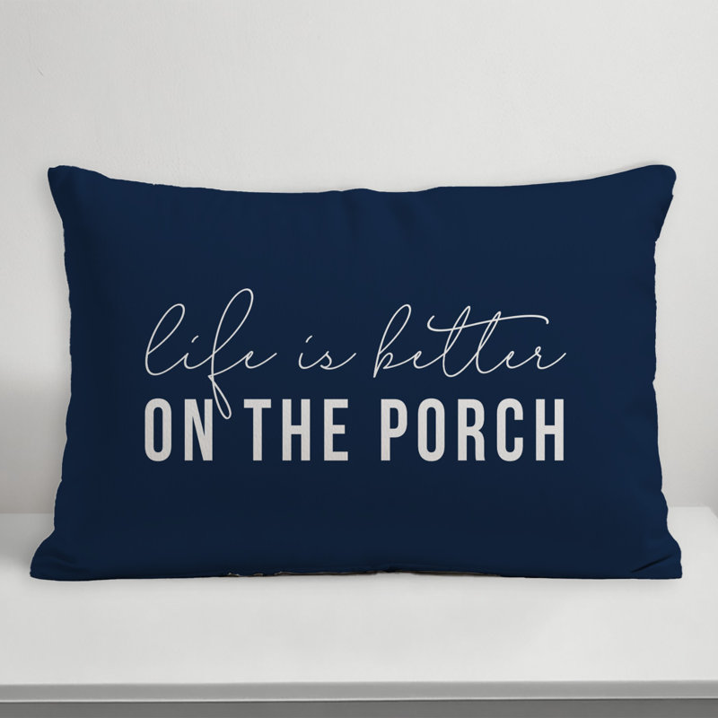 Textual Indoor/Outdoor Throw Pillow, Navy