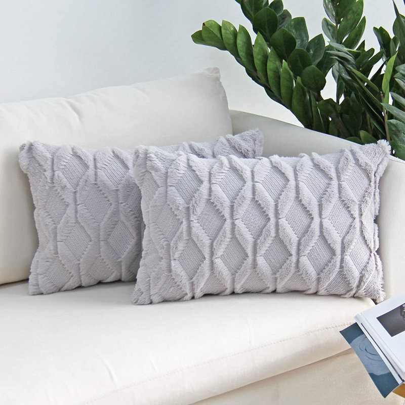 Ensemble de 2 coussins décoratifs rectangulaires (livrés avec 330 g chacun) de taille 12 po x 20 po , H 12 po x l 20 po, Gris