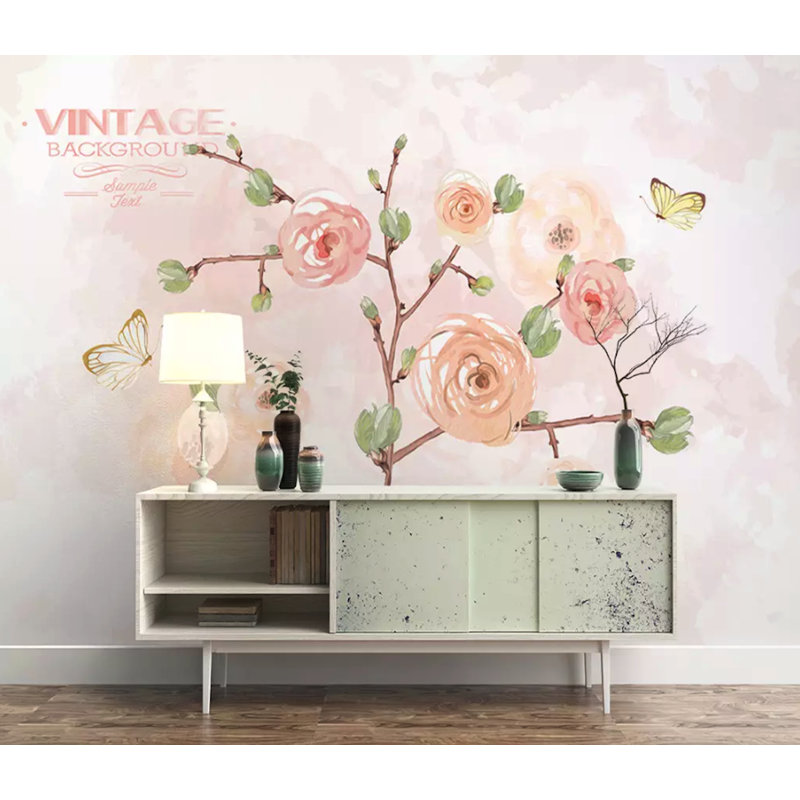 Papier peint texturé amovible Boho Florals Bohemian, l 112 po x L 75 po