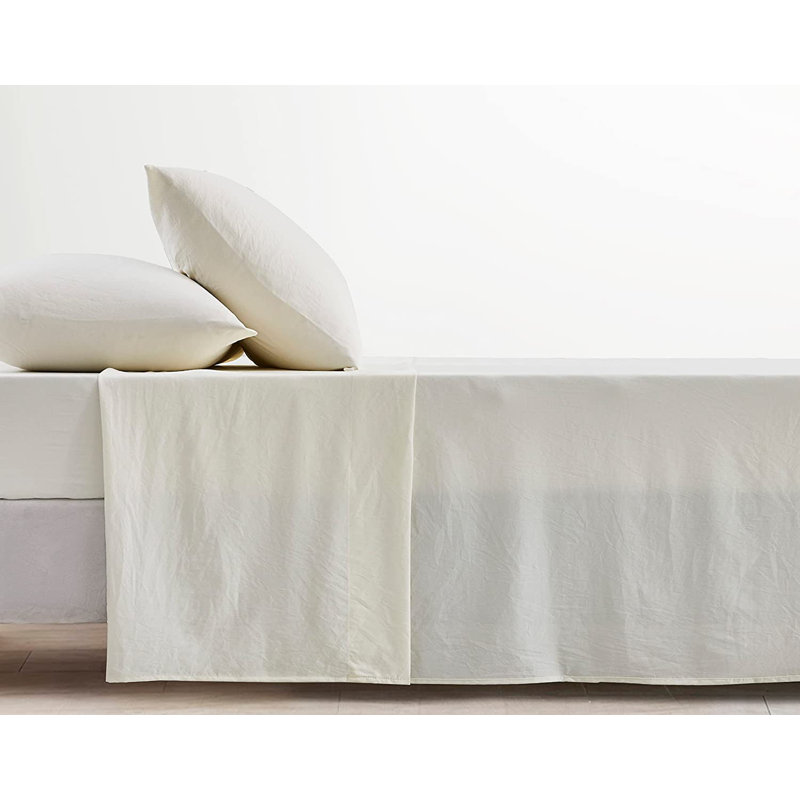 Washed Microfiber Bedding Microfiber Sheet Set, Queen Sheet Set + Fitted Sheet + 2 Pillowcases, Ivory