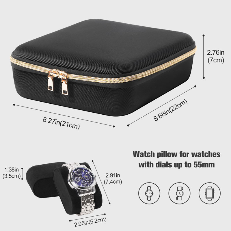 Travel Watch Case, 4 Slots Hard Shell Storage Box