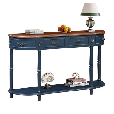 52" Retro Curved Wood Console Table