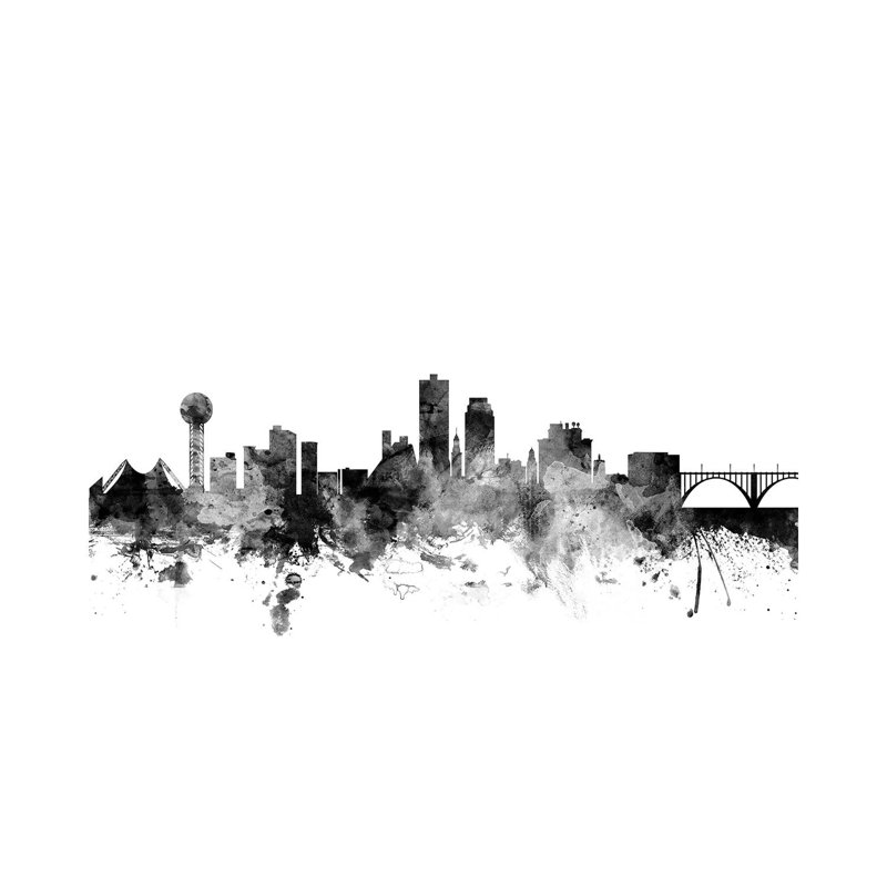 Knoxville, Tennessee In Black & White by Michael Tompsett - 1 Piece Wrapped Canvas Wall Art