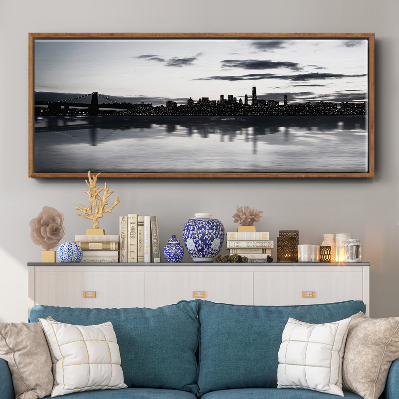 Shimmering Skyline- Framed Canvas, 24" H x 60" W