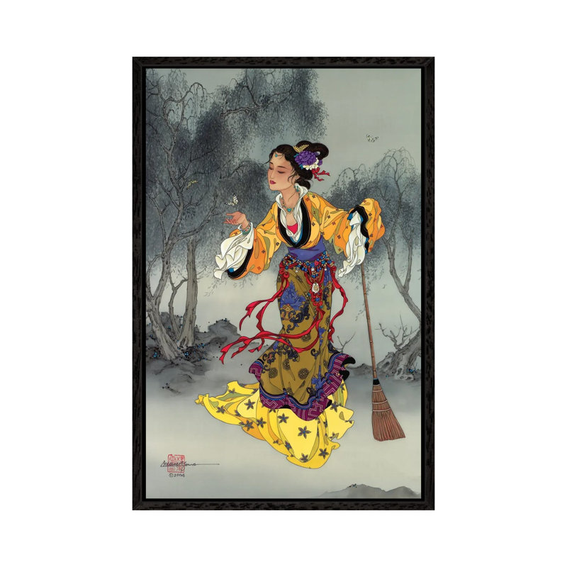 White Butterfly - Painting on Canvas, Black Framed, 101.6 cm H x 66.04 cm W