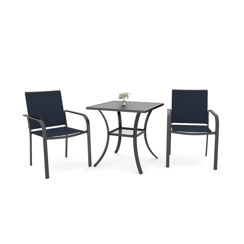 Ensemble de salle à manger pour 2 personnes en métal avec table carrée, Marine