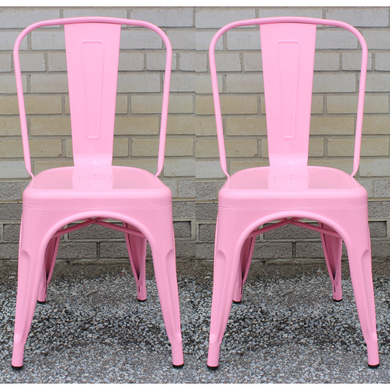 Hasan 18'' H Stacking Side Chair, Light Pink